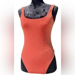 ❤️‍🔥”Showgirl” Era Orange/Red Sparkle One-Piece Swim/Bodysuit Size M Aerie❤️‍🔥